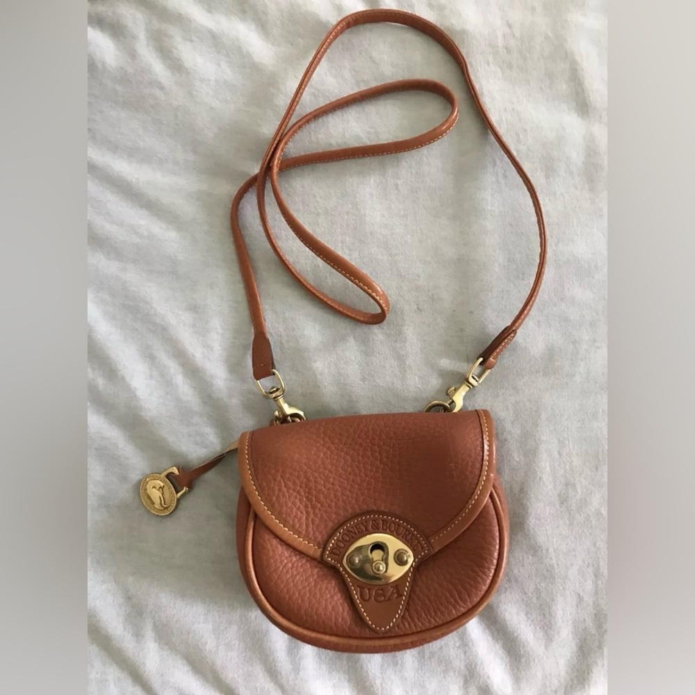 Vintage Dooney and Bourke crossbody mini tan leather bag